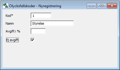 . Registervård olycksfallskoder Olycksfallskoder anva nds fo r att dela in din personal baserat pa deras arbetsuppgifter och fo ljaktligen olycksfallspremie.