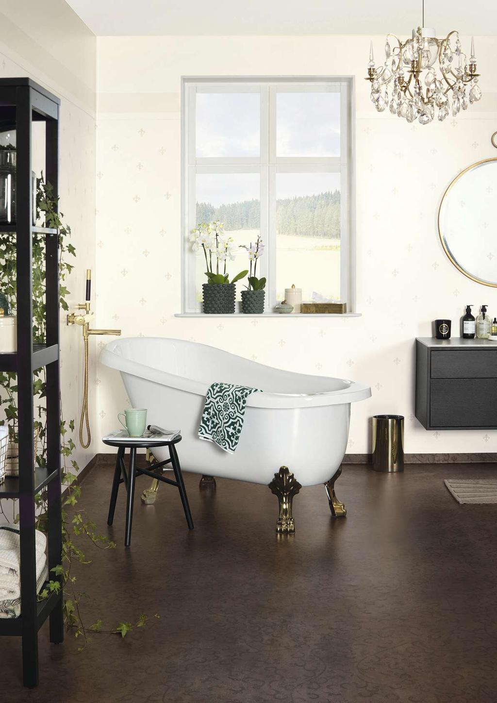 Bård DECOR DOTS Sand Vägg FRENCH LILY Dark Sand Golv MEDALLION Dark Brown Trycket på vår väggmatta French Lily
