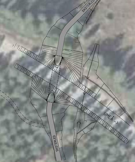Figur 5.2-3. Illustration, planerad skoterport. Anpassning av väg och skoterled Skoterleden ansluts mot den föreslagna skoterporten (rörbron).