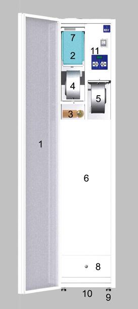 DRIFT- & SKÖTSELANVISNING Placerings guide 1. Dörr med magnetlist 2. Frånluftsfilter 3. Bypasspjäll 4. Frånluftsfläkt 5. Tilluftsfläkt 6.