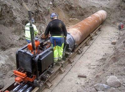 Rörtryckning Den här metoden används för att trycka betongrör i lermark (fig. 31).