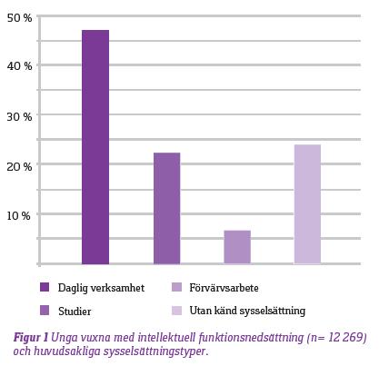 SYSSELSÄTTNING ÅR 2011 FÖR FORNA GYMNASIESÄRSKOLEELEVER (2001-2011) 47 % daglig verksamhet 24 % utan känd sysselsättning 22,4 % i arbete (87,6 %