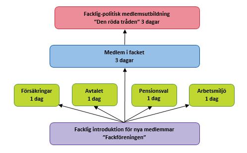 Utbildningsvägar för medlemmar som saknar förtroendeuppdrag Alla medlemmar har rätt till facklig grundutbildning Det handlar om att stärka medlemmarnas fackliga medvetenhet och att uppmuntra dem att