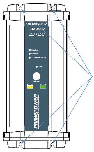 MOUNTING If the charger is to be mounted, please ensure that the following conditions for the surrounding area have been fulfilled: Dry, well-ventilated and dust-free assembly site Shortest possible