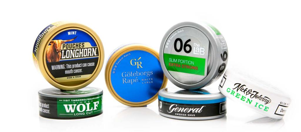 PRODUKTOMRÅDE SNUS OCH MOIST SNUFF o Marknadsledande för snus i Skandinavien. o En betydande aktör på marknaden för svenskt snus i USA. o Den tredje största tillverkaren av moist snuff i USA.