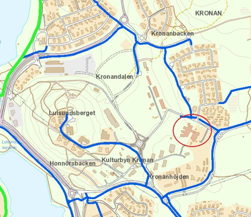 3.3 Kronan I dagsläget är inte Tallkronan helt anpassat för cyklister, då ena vägen till skolan är avstängd på grund av att det är en arbetsplats.