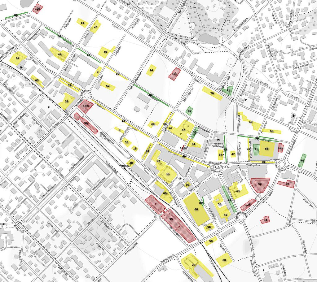 Marknadsdag Under en marknadstisdag i Vetlanda var parkeringarna Gladan, Willys stora och lilla, Bangårdsgatan långtid, Vesslan, Missionsgatan 2 och Nygatan 37-39 fullbelagda, se Figur 7.