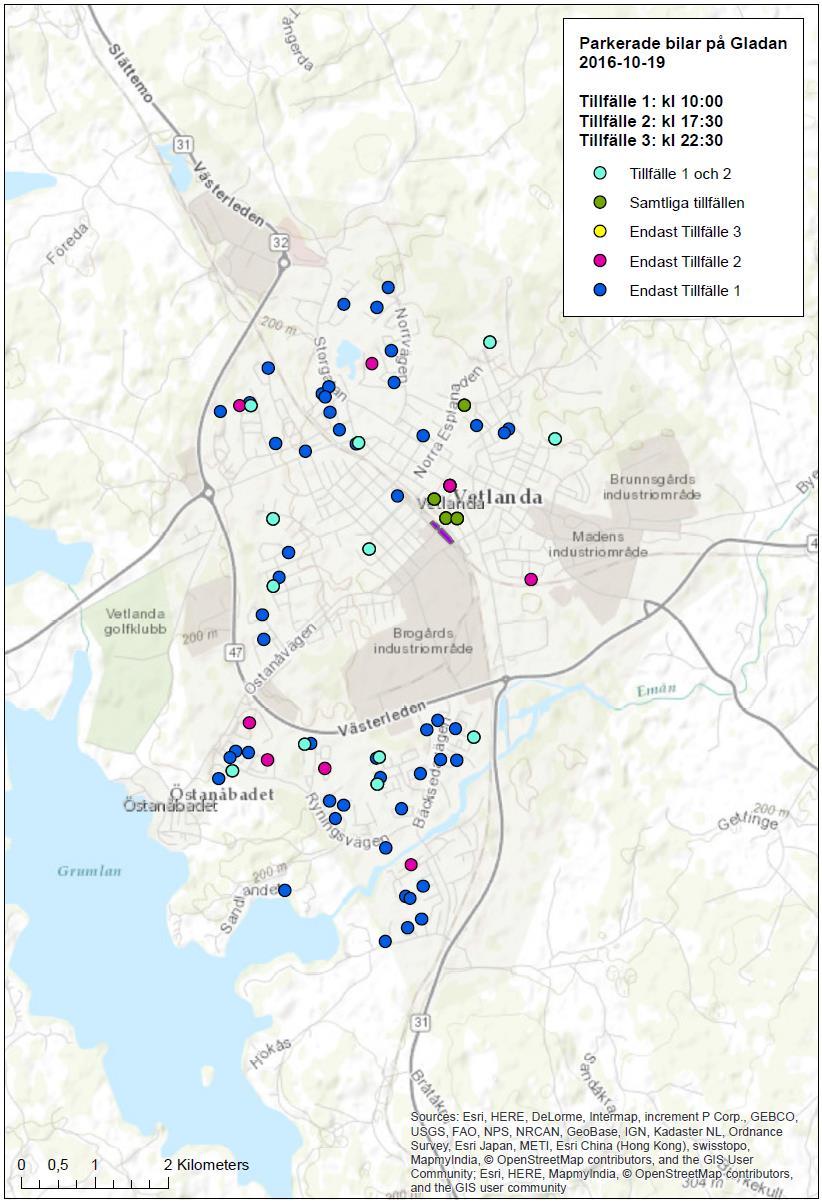 Figur 13 Resultat från nummerskrivning av Gladan (utmärkt med lila).