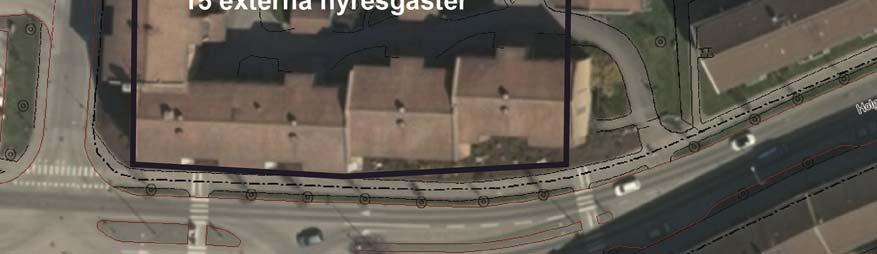 Cykelplatser föreslås lösas i cykelrum i byggnaden samt med cykelparkering på gården. Bild 3.