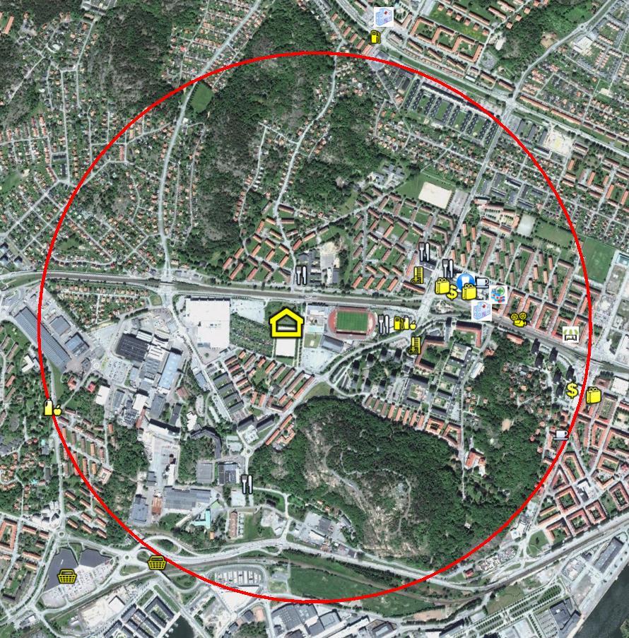 Service inom radien 1 km Rambergsstaden Livsmedelshandel Storhandel Mindre livs/kiosk