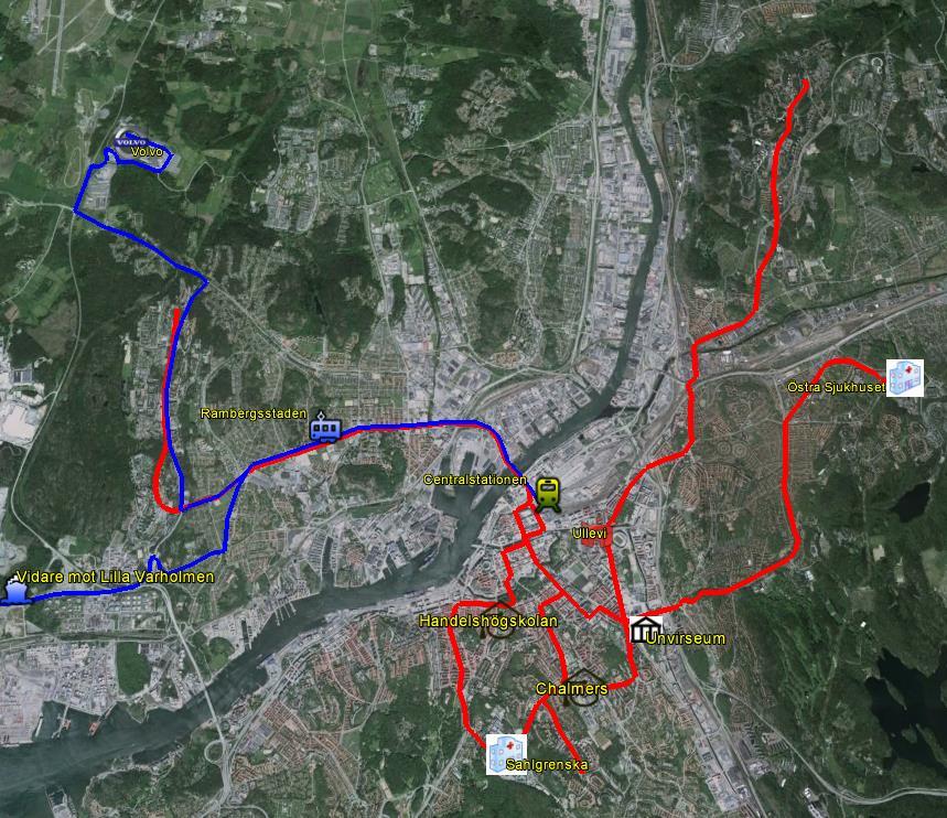 Spårvagns- och busstrafik ifrån