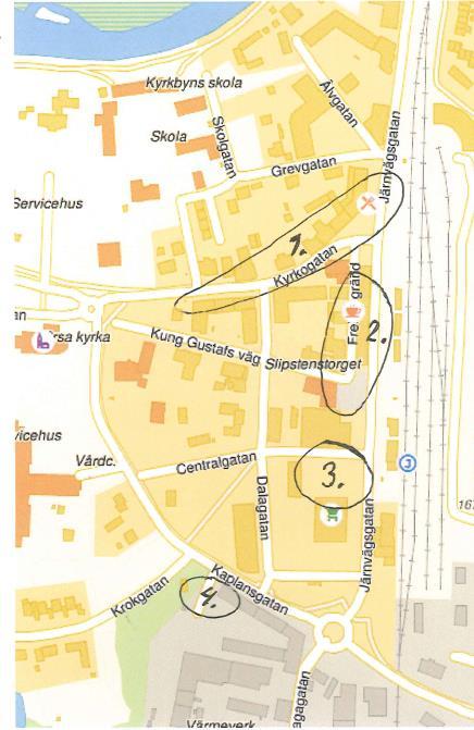 11 6. Område för område Stadsbilden och arkitekturen i Orsa centrum återspeglar olika tidsepoker och utvecklingssteg i Orsas historia.