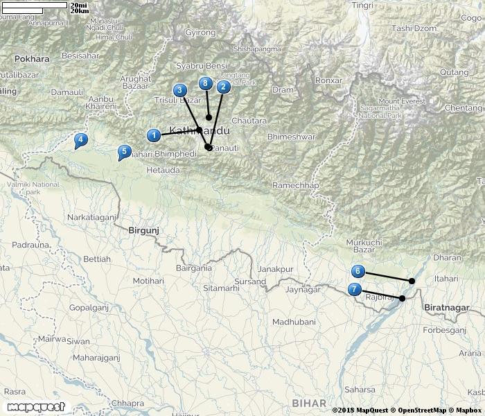 Resan i korthet Dag Orter/resplan 1 Resan på Kathmandus internationella flygplats. Natt i Kathmandu. 2 3 Kathmandudalen. Nätterna i Kathmandu. 4 Transport till Royal Chitwan NP.