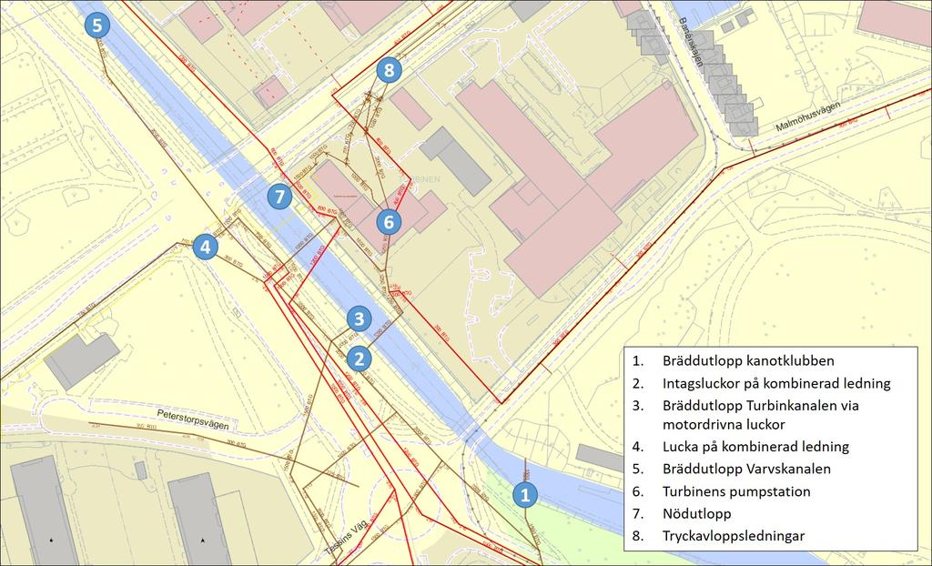 Framtida transport av avloppsvatten från Malmö till Sjölunda avloppsreningsverk 14 Avloppsvattenflödena till de tre stora pumpstationerna kommer både från kombinerat avloppssystem och från separerat