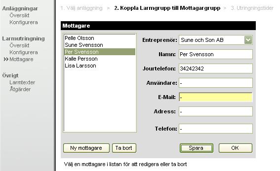 Tryck på mottagare i vänstra menyn. 3.