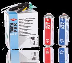 FROTH-PAK Allmänt FROTH-PAK är ett portabelt kit med sprayskum av tvåkomponents polyuretan [PU] som låter varje yrkesutövare producera PU-skum av högsta kvalité snabbt och enkelt, när och var som