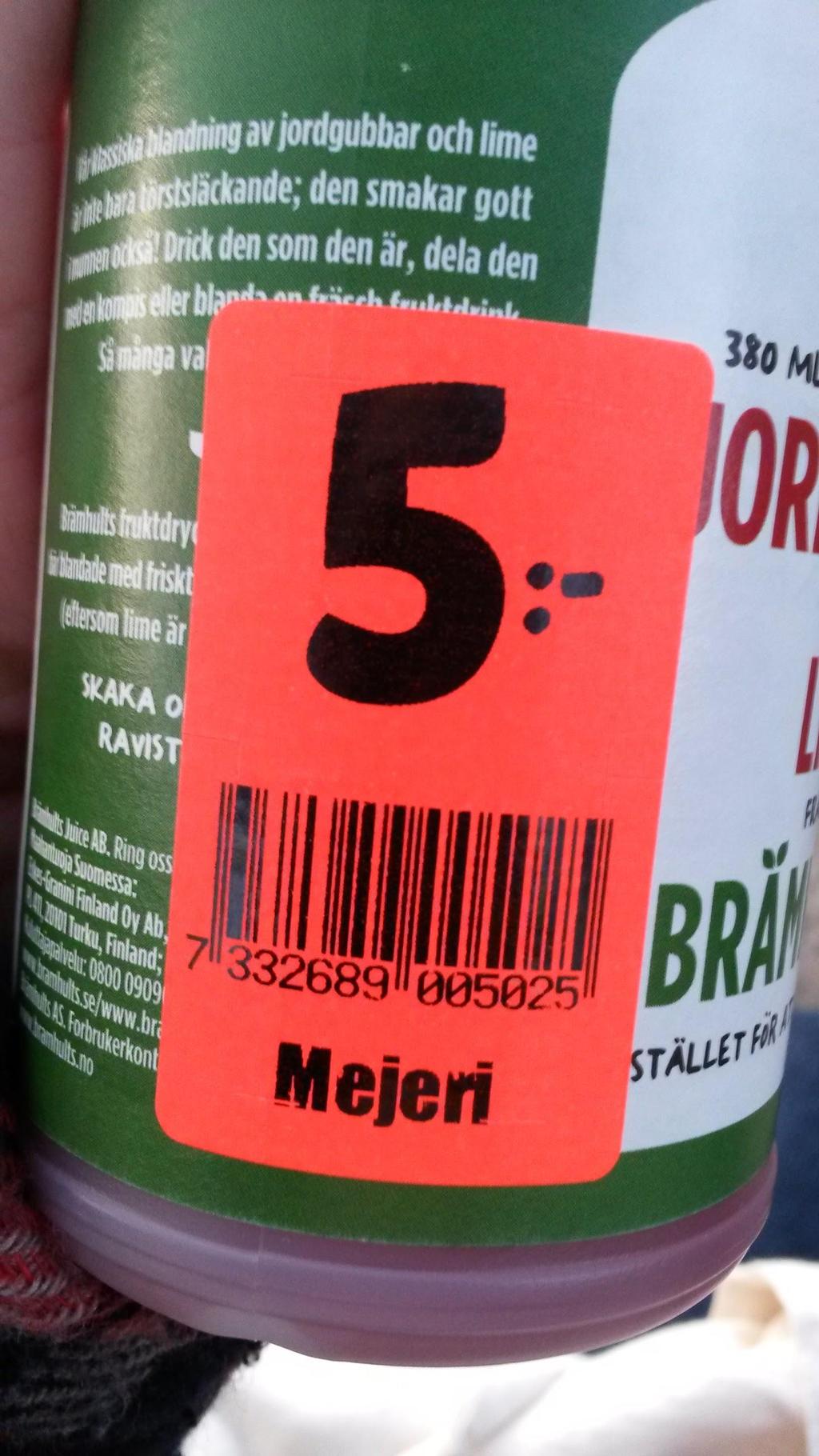 följesedel och alla varor av samma sort i en leverans har samma utgångsdatum. Mjölk och liknande levereras varje dag, andra varor (chark, ost, juice) levereras 2-3 dagar/vecka.