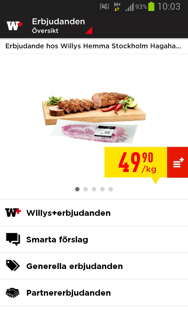 och hur mycket man sparar. Det finns även möjlighet att lägga till varorna till sin inköpslista.