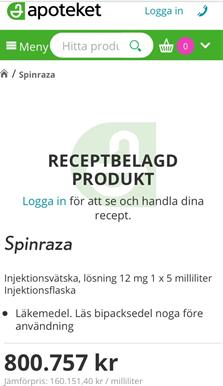 Godkänt av FDA 2016 och EMA 2017 Livslång behandling Pris: 4.800.