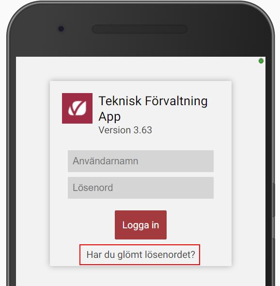Användaren klickar på Glömt lösenordet på inloggningsskärmen. Därefter måste användaren ange e-posten som finns registrerad och sedan klicka på Återställ lösenord.