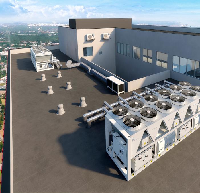 Traditionell installation tar längre tid och kostar mer Integrerade kylaggregat sparar tid och kostnader För en traditionell installation med externt vätskekylaggregat krävs resurser från olika