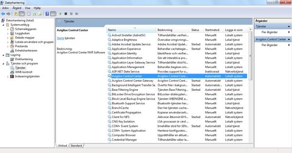 Komma igång Serverprogramvaran för Avigilon Control Center innehåller två komponenter: Windows-tjänsten och admionistrationsverktyget. Windows-tjänsten körs automatiskt när datorn startar.