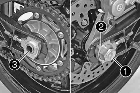 Specifikation Skruv axelklämma M8 15 Nm Ta ned motorcykeln från lyftanordningen baktill. ( s 65) 12.