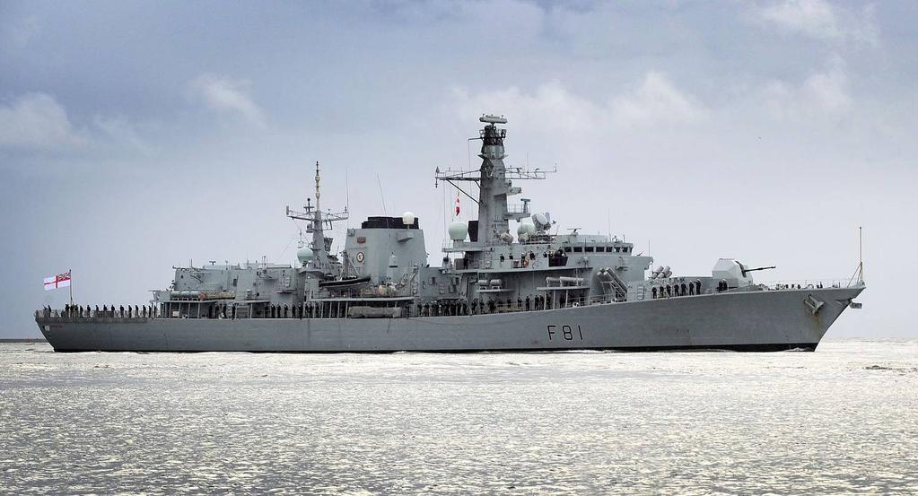Ny fregattklass från BAE (Storbritannien) Fregatten HMS Sutherland av DUKE-klass (Typ 23). Den brittiska flottans arbetshäst efter kalla kriget har varit Typ 23 DUKE-klassen.