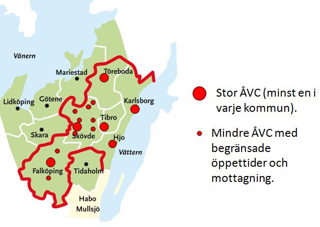 Återvinningscentraler Kommunalförbundet tillhandahåller bemannade återvinningscentraler (ÅVC) för insamling av hushållens grovavfall.