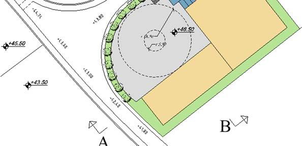 Även här finns en belyst gång- och cykelväg på gatans ena sida. Planförslagets intention är att skapa tomter där på- och avlastning sker på den egna tomten, se illustration.