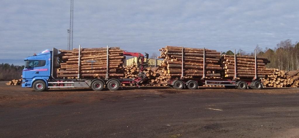 typer av fordon för att transportera rundvirke. En ena typen är en lastbil utrustad med egen kran för självlastning en så kallad kranbil. Lastvikten för kranbil ligger runt 38