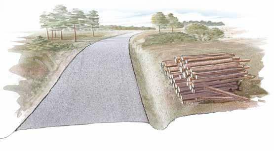 Välta med förskjutning, källa: Trafikverket Genom att koncentrera virket till så få vältor som möjligt underlättas och effektiviseras lastningsarbetet.