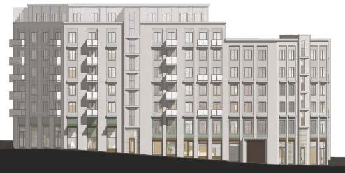 Planbeskrivning Nya Gatan, stadshusområdet 21 (47) Fasad mot väster (lokalgata) Bild: VERA arkitekter Fasad mot