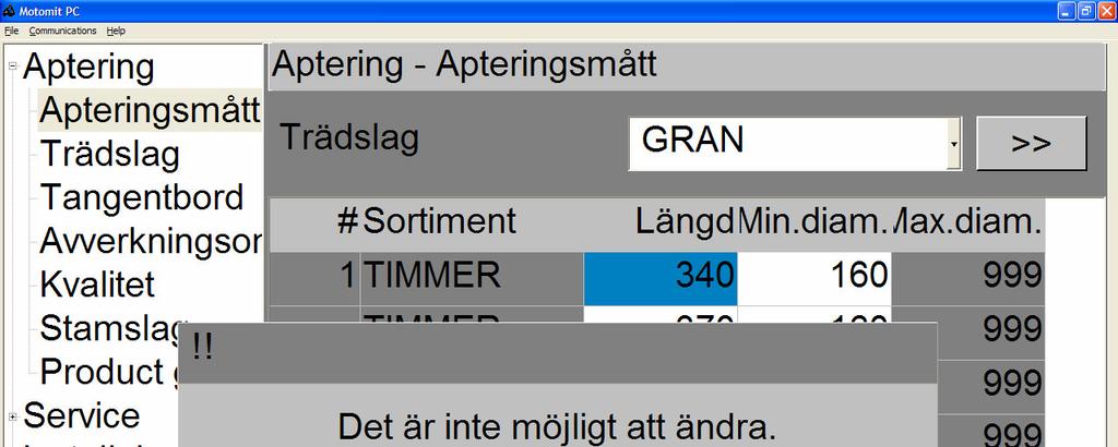 är påbörjat och STM lagring är PÅ. Communications - Save.