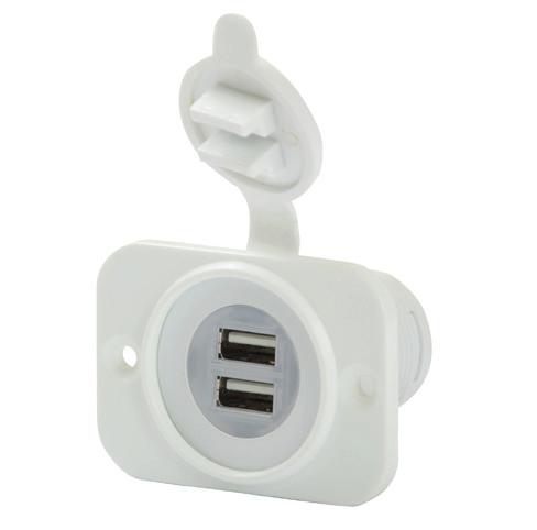 USB 20A 12V uttag Svart ram/lock  USB 20A 12V