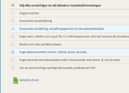 5 (5) Exprtera kandidatinfrmatin till pdf (grundprfil) ch Excel (kandidatinfrmatin)* Markera i kandidatlistan de