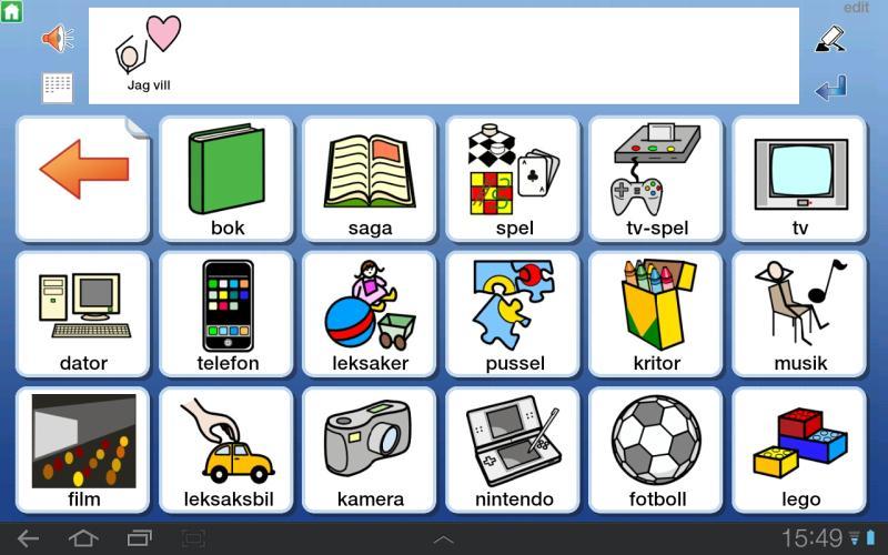 1. Introduktion till Widgit Go Widgit Go är en app för surfplatta och smarttelefon där du kan skapa egna upplägg att använda för kommunikation, stimulans och språkutveckling.