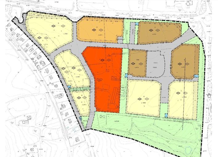 Kommersiella förutsättningar Kärnekulla Bild 10: planskiss Kärnekulla Enligt detaljplanen för Kärnekulla 1:4 förbereds området för Bostäder: ca 400 lägenheter i flerbostadshus, parhus och radhus