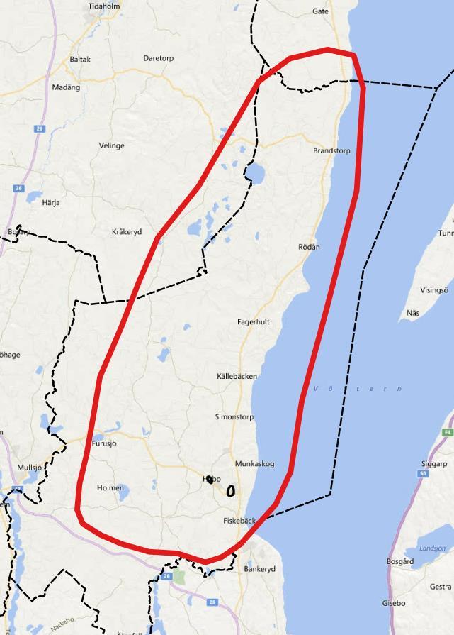 10. Marknadsområde Habo tätort Den geografiska spridningen av en handelsplats marknadsområde beror på följande parametrar: läget i förhållande till olika befolkningskoncentrationer, vilka