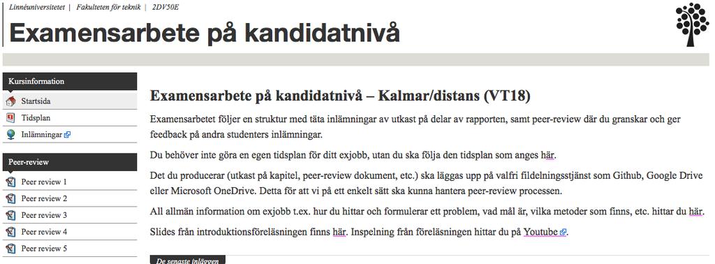 Kurssida https://coursepress.lnu.