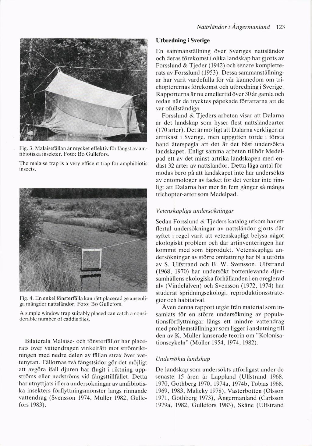 Nattsldndor i Angermanland 123 Fig. 3. Malaisef2illan iir mycket effektiv f<ir fingst av amfibiotiska insekter. Foto: Bo Gullefors. The malaise trap is a very efficent trap for amphibiotic insects.