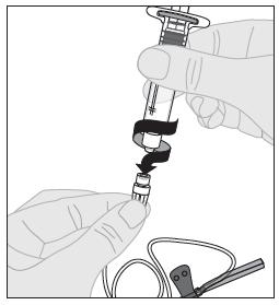 Administrering (intravenös injektion) ALPROLIX ska administreras med infusionssetet (E) som ingår i förpackningen. 1. Öppna förpackningen med infusionssetet och ta av locket i änden av slangen.