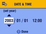 (Välj Cancel (Avbryt) om du vill ställa in datum och tid vid ett senare tillfälle.) Skärmen Date & Time (Datum/tid) visas. 2 Gå till steg 4 nedan, Ställa in datum och tid när som helst.