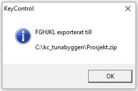 Systemet bekräftar med: Exakt innehåll i exporten är beroende på vad man exporterar till. Vid export till prosjekt.