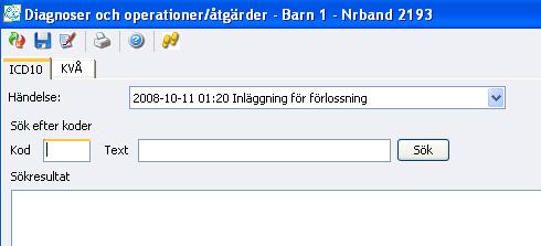 När diagnoser finns klickar man på : När den är utskriven klickar man på: för att skriva ut blanketten.