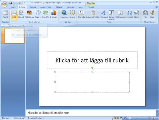 en presentation eller ett ordbehandlingsdokument, genom att högerklicka och välja Klistra in.