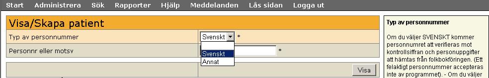 STARTSIDA I SveDem loggar man in med SITHS-kort för säker inloggning. När inloggningsuppgifterna skapas tilldelas användaren ett användarnamn och ett lösenord.