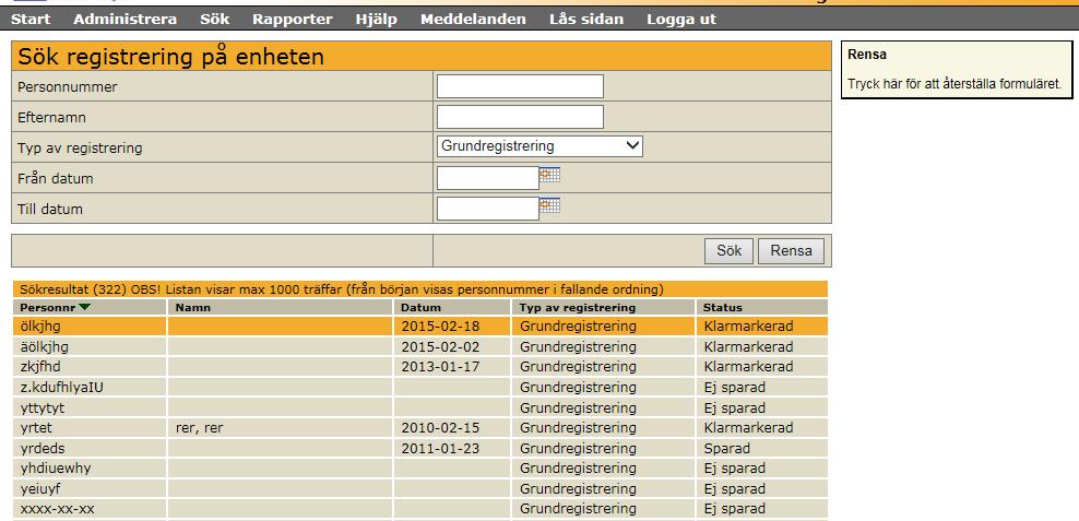 REGISTRERA AVLIDEN Vid vetskap om att en patient avlidit, klicka i Avliden på patientsidan.