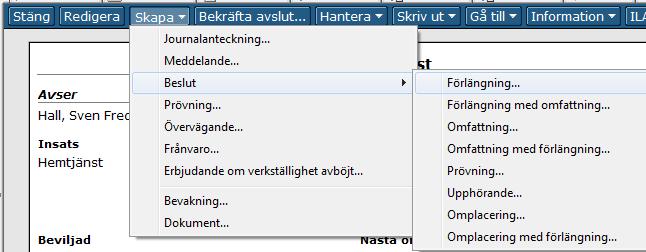 Handledning Myndighet SoL/LSS 24 Bild 39-Bevakningsdatum på insats För att ändra uppföljningsdatum på insatsen, se avsnitt Ange/Ändra uppföljningsdatum på insats s.