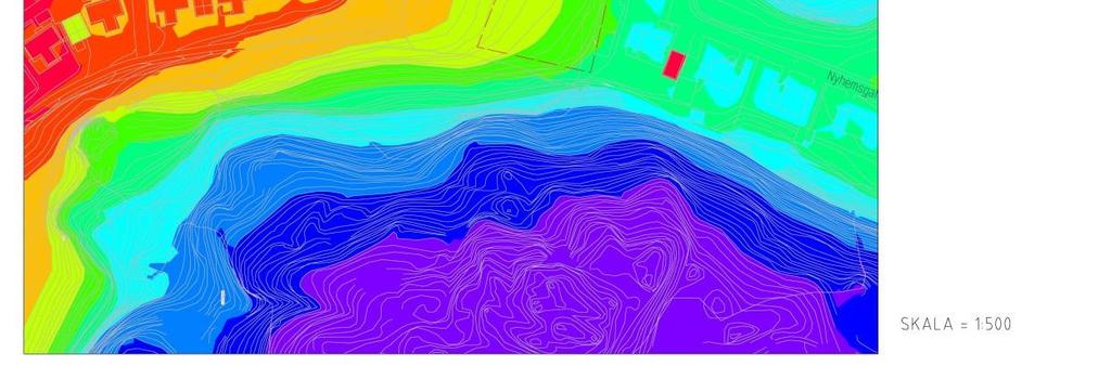 Snett över planområdets norra del finns befintlig fjärrvärme dim 2x280 mm, som planerade anläggningar måste anpassas till i plan och höjd.